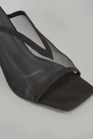 Black Shark Net Open Toe Heels
