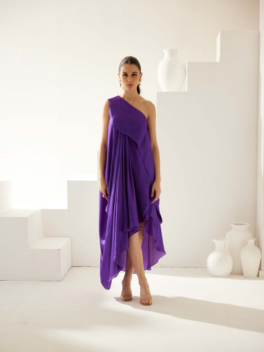 Purple Aysmmetrical Maxi Dress