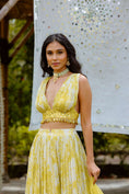 Load image into Gallery viewer, Olive Yellow Printed Lehenga Set
