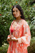 Load image into Gallery viewer, Red Printed Georgette Hand Embroidered Jacket Set
