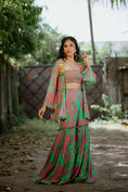 Load image into Gallery viewer, Green Printed Georgette Sharara Set
