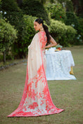 Load image into Gallery viewer, Red Printed Georgette Hand Embroidered Saree Set
