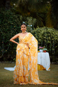 Load image into Gallery viewer, Amber Yellow Printed Saree Set- front view

