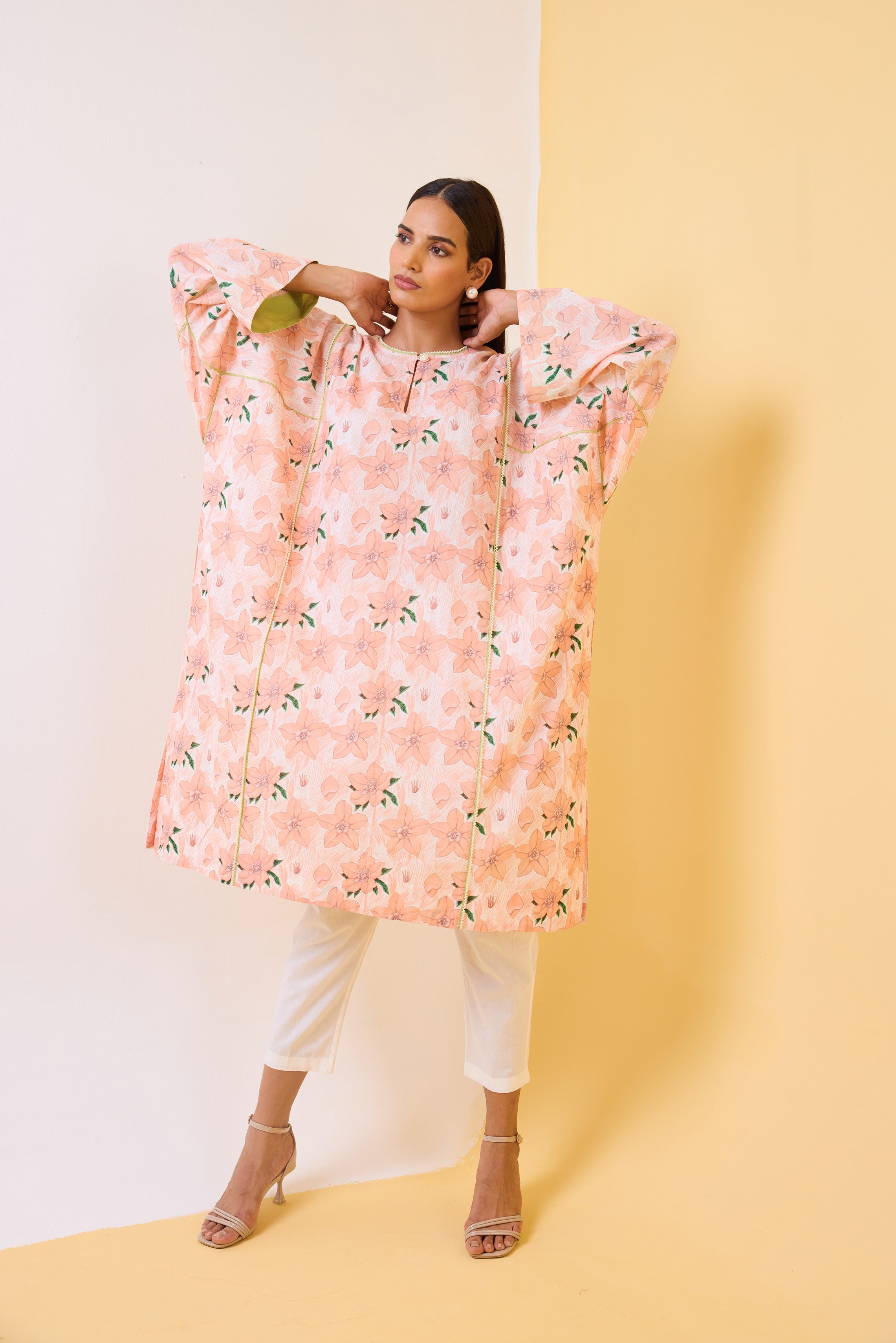 The Peachy Rose -Bud Pheran Kurta Set