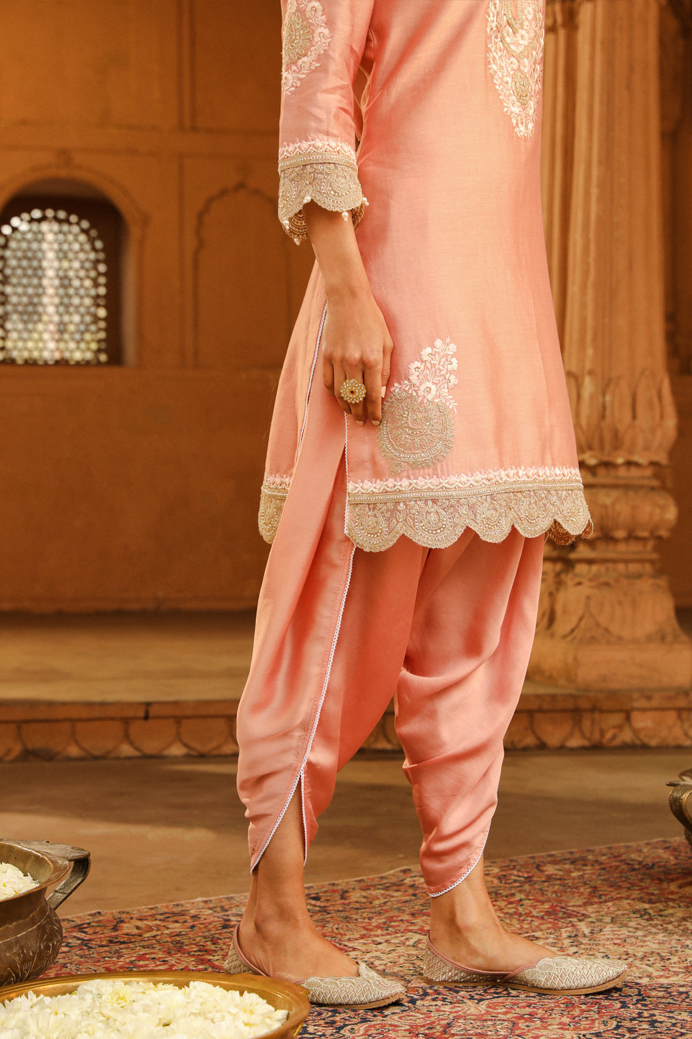 Short kurta with dhoti