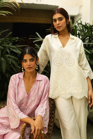 Pink Delight Embroidered Women's Co-ord Set