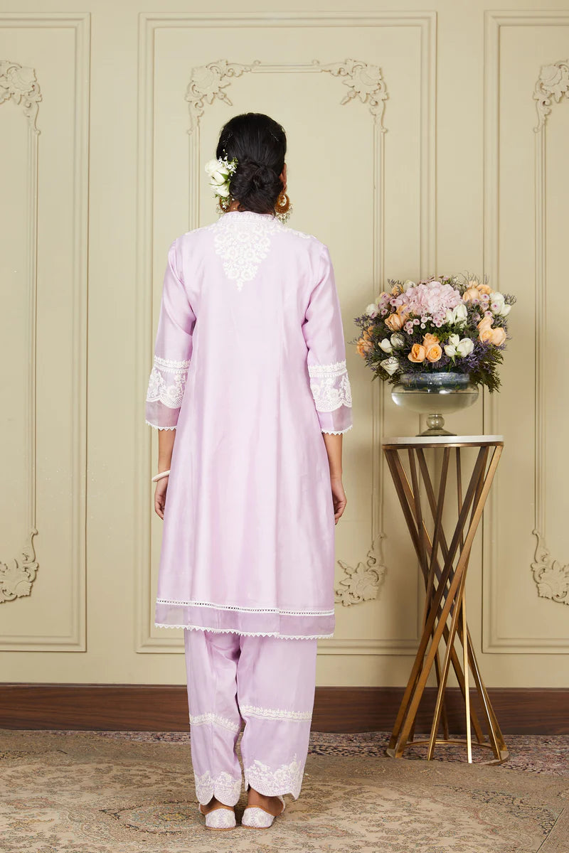 Ryhana Periwinkle A Line Short Kurta With Salwar And Dupatta