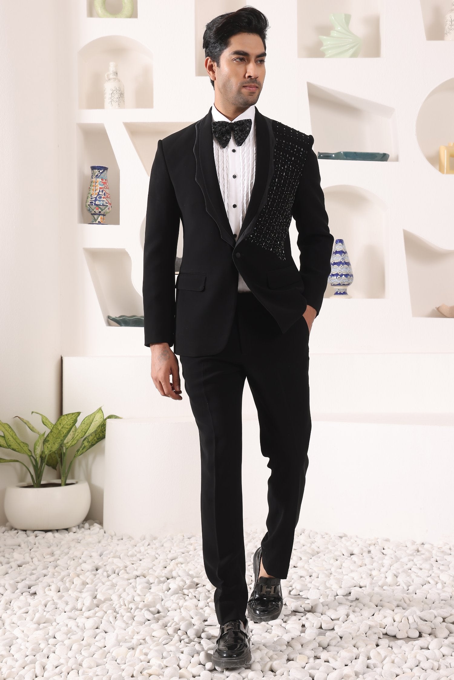 Black Tuxedo With Cutdaana Details
