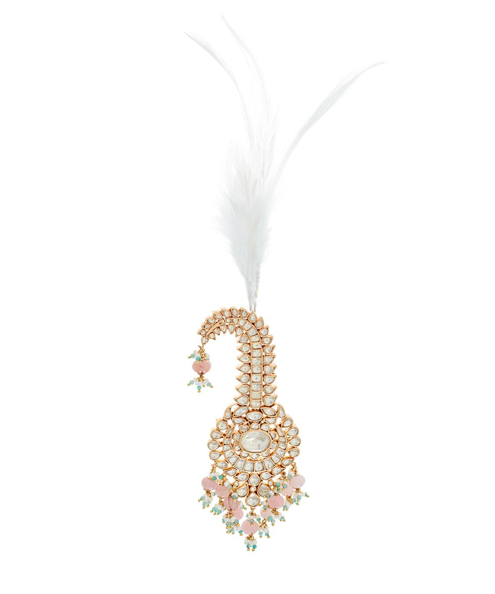 Pastel Pink Melon And Feather Kalgi