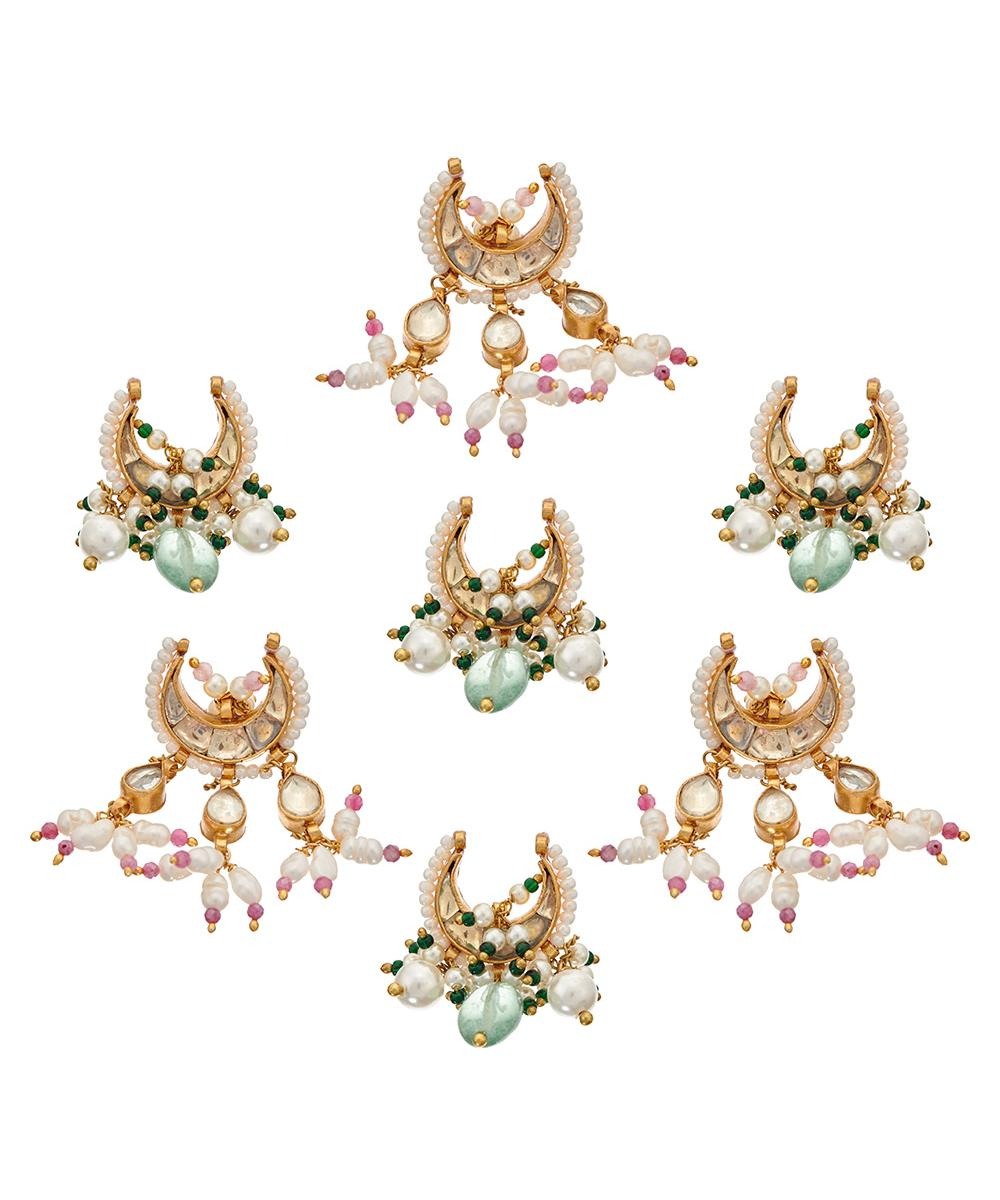 Green And Pink Chaand Bun Pins