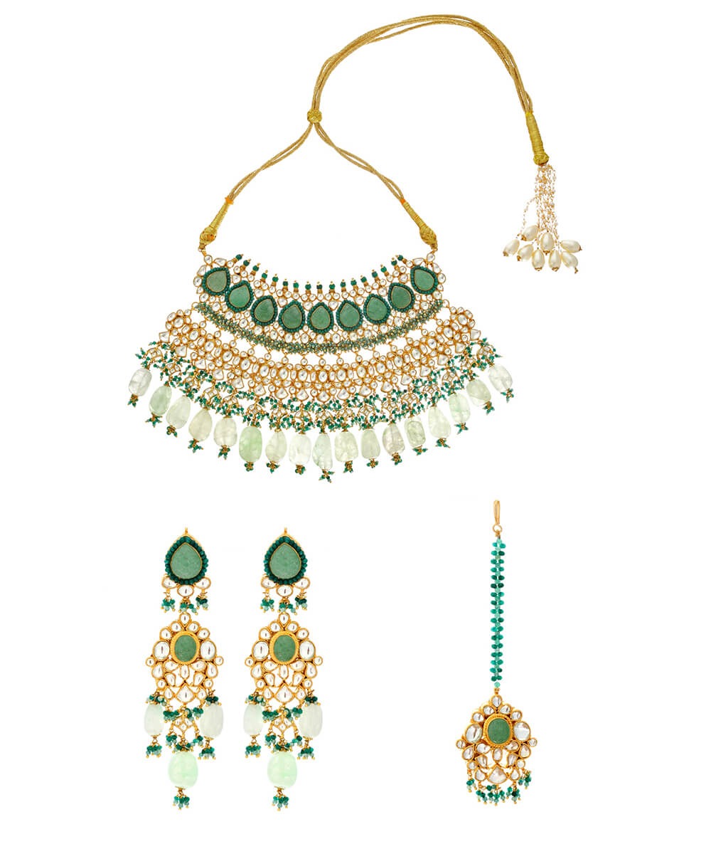 Carved Stone Necklace Set