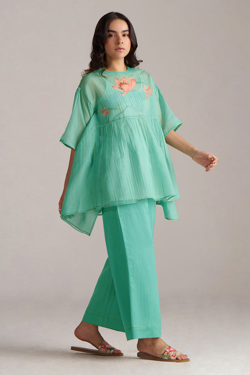 Bright Aqua Kota Silk Co-ord Set