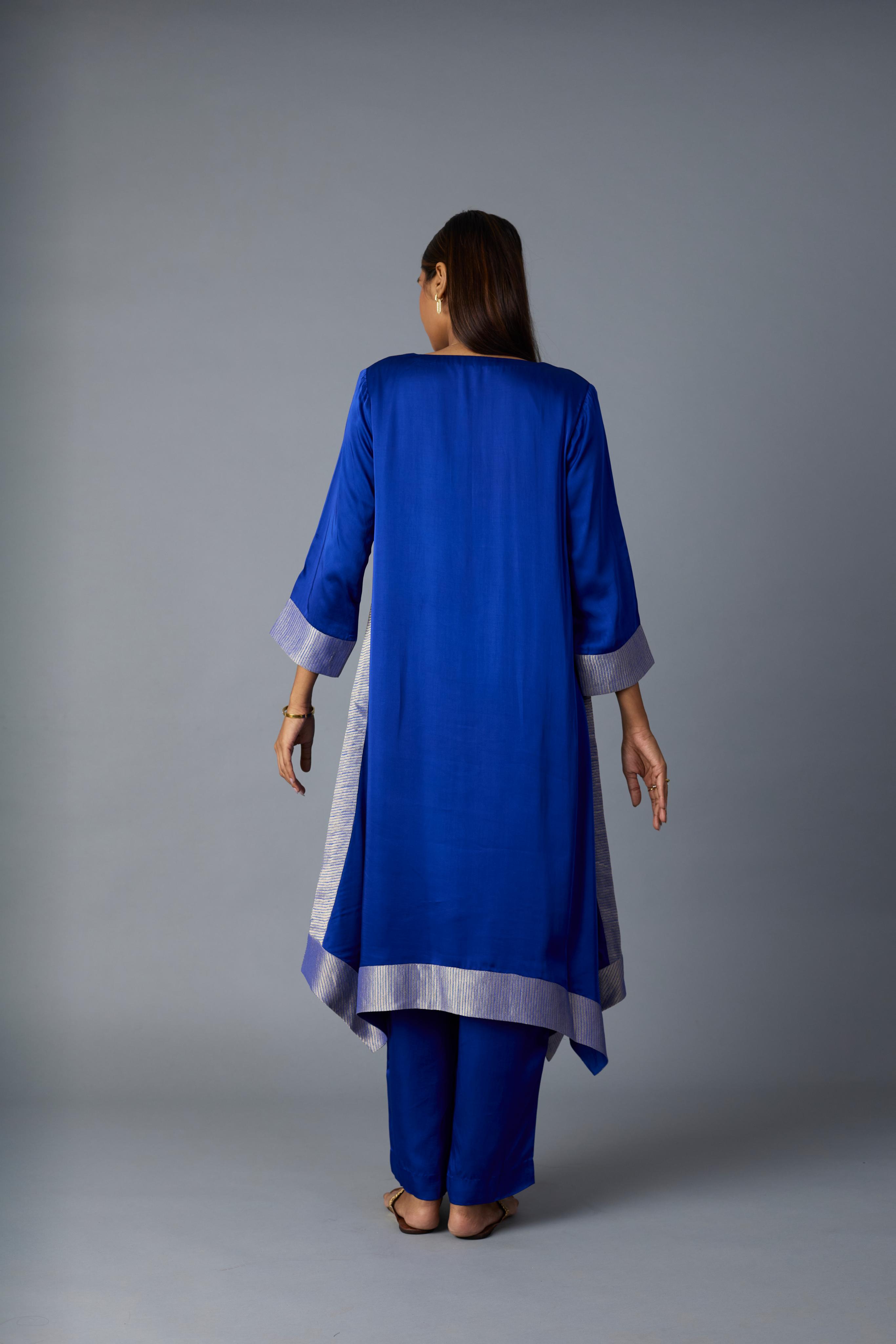 KAMAL ASYMMETRICAL SET -ROYAL BLUE (SET OF TWO )