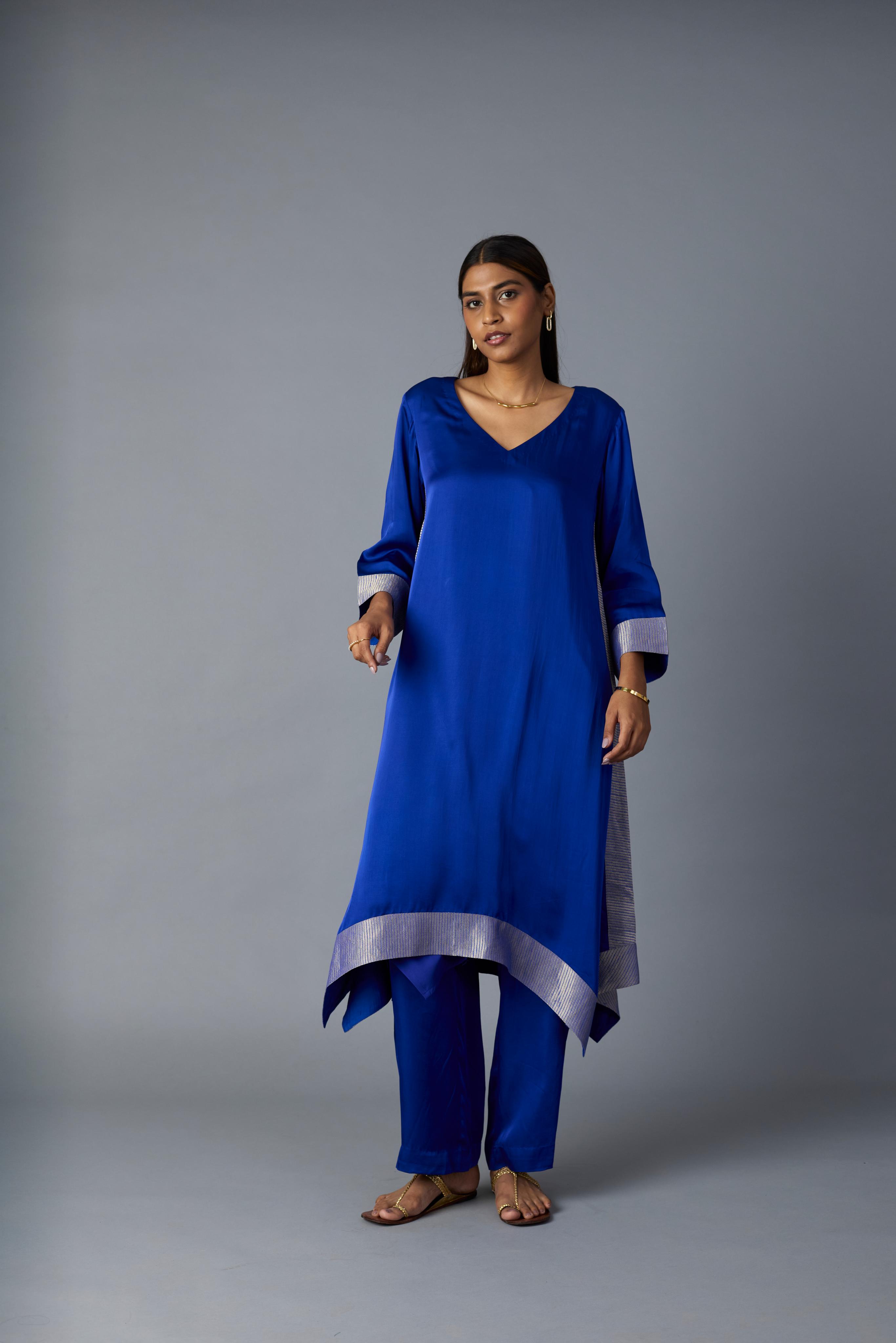 KAMAL ASYMMETRICAL SET -ROYAL BLUE (SET OF TWO )
