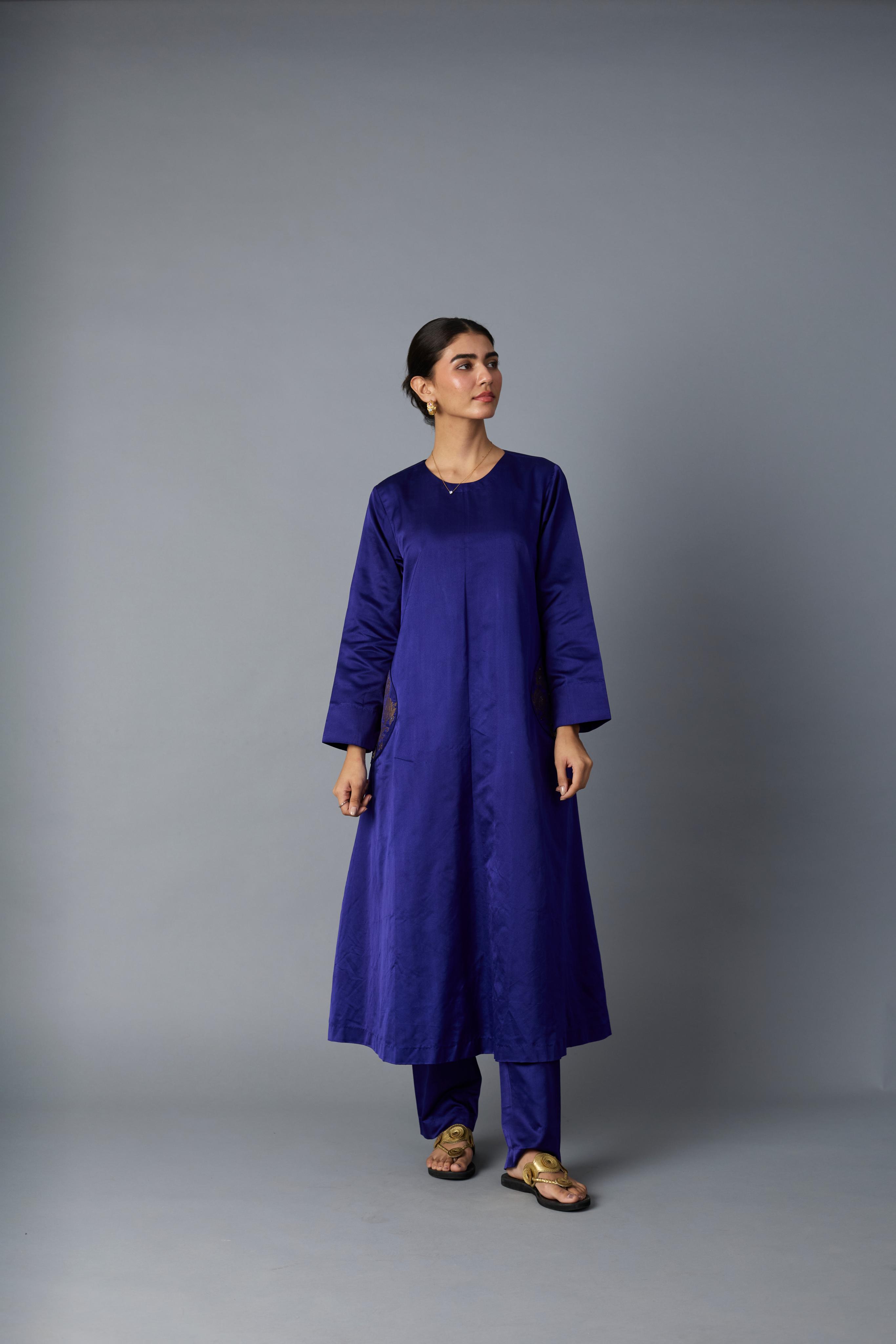 GEET SILK KURTA SET ROYAL BLUE (SET OF TWO