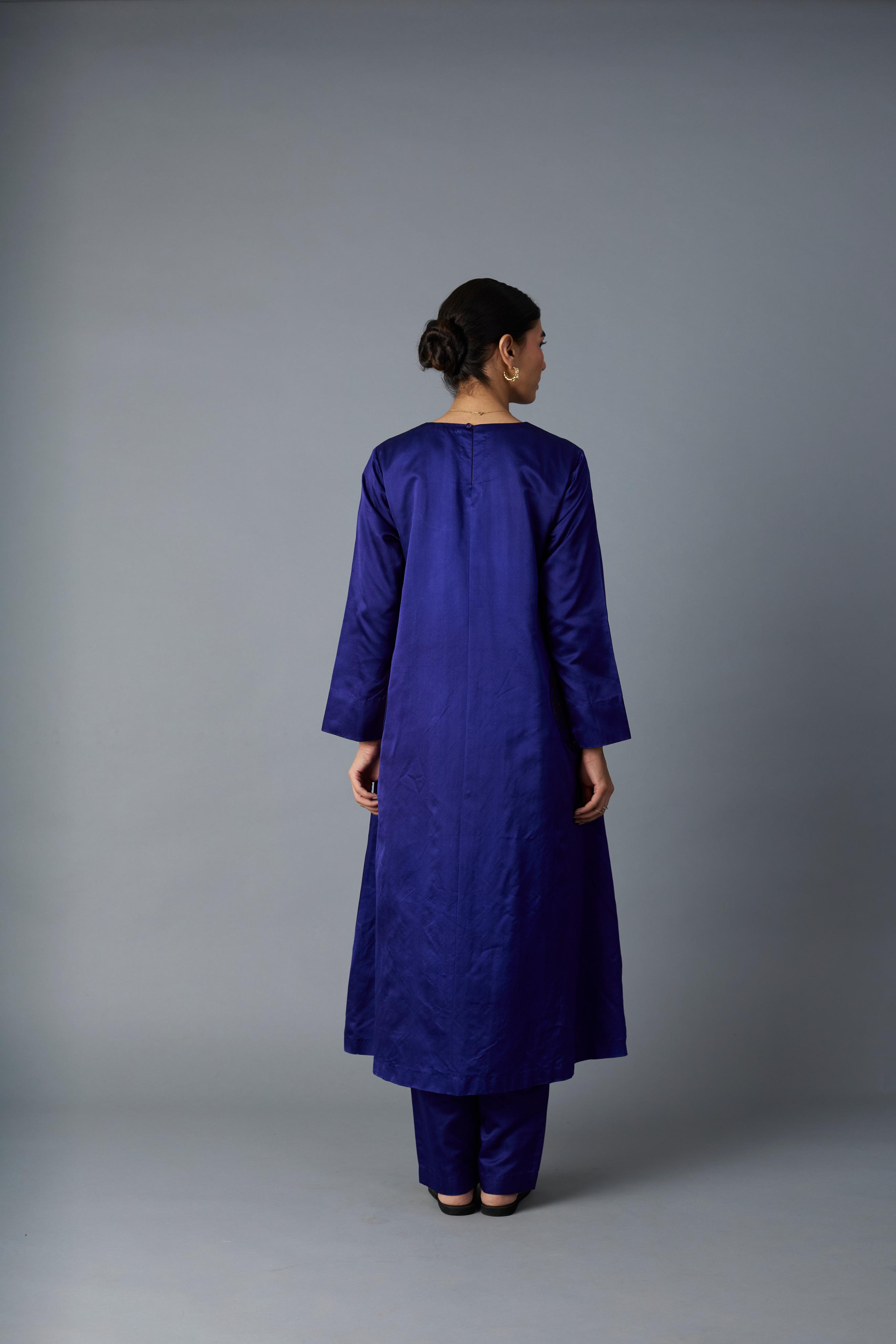 GEET SILK KURTA SET ROYAL BLUE (SET OF TWO