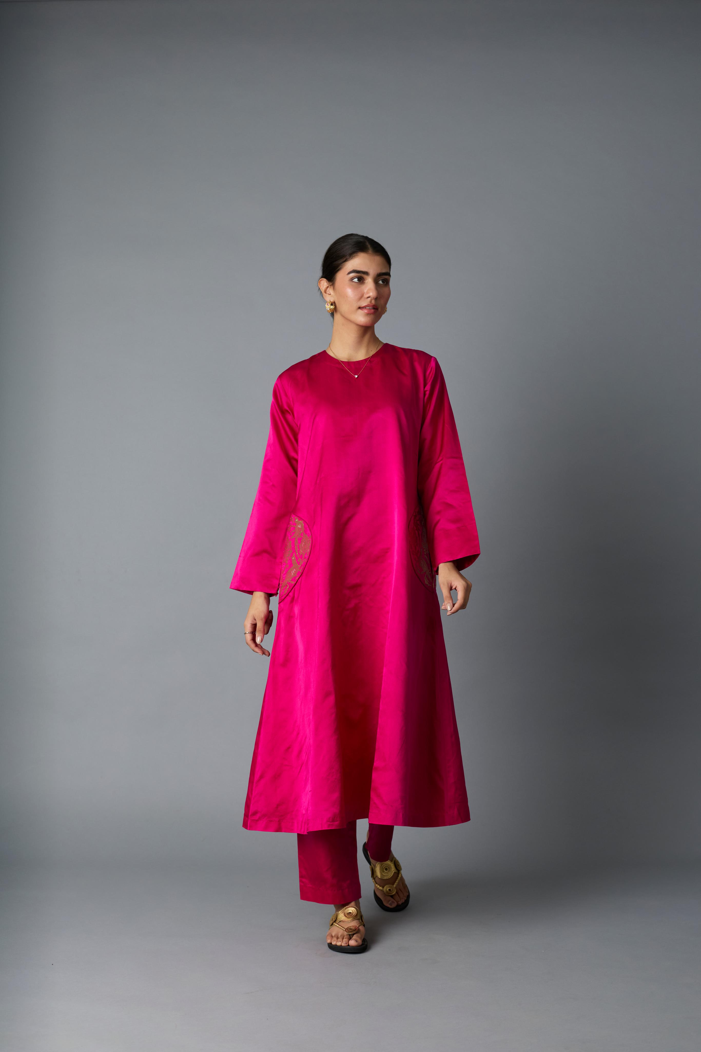 GEET SILK KURTA SET PINK (SET OF TWO)