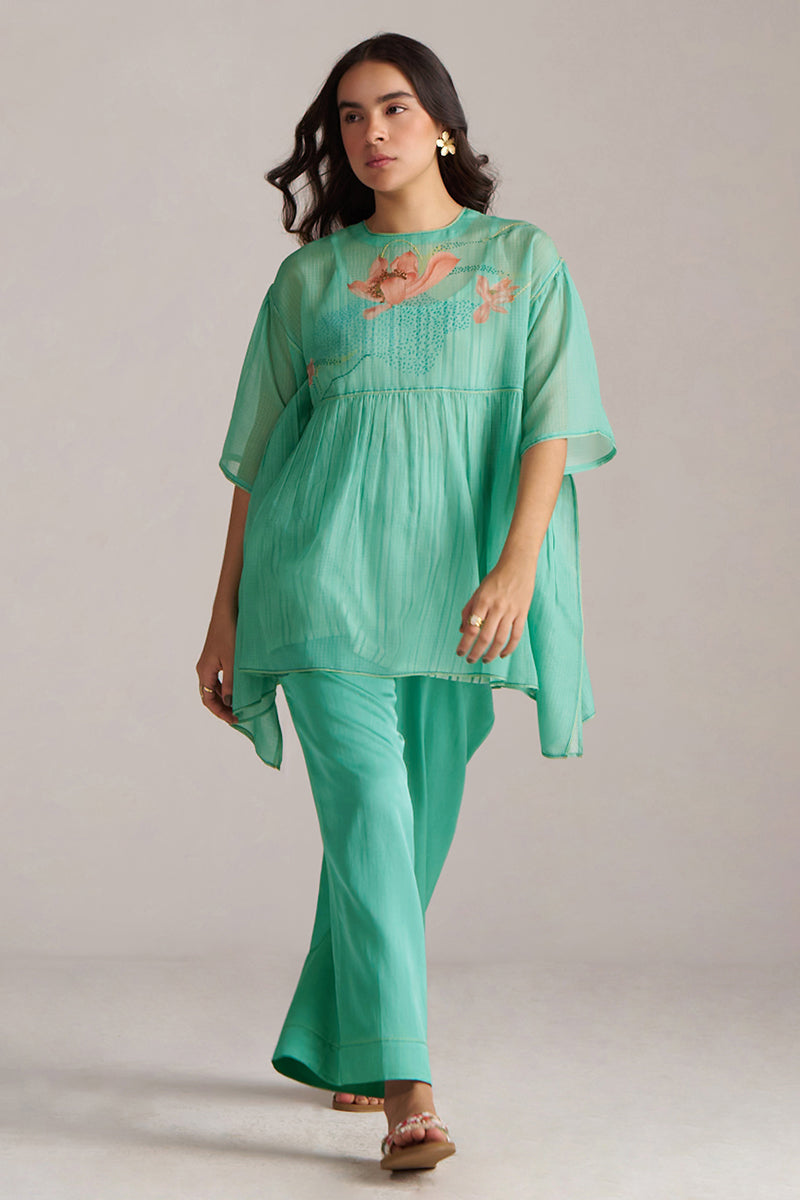 Bright Aqua Kota Silk Co-ord Set