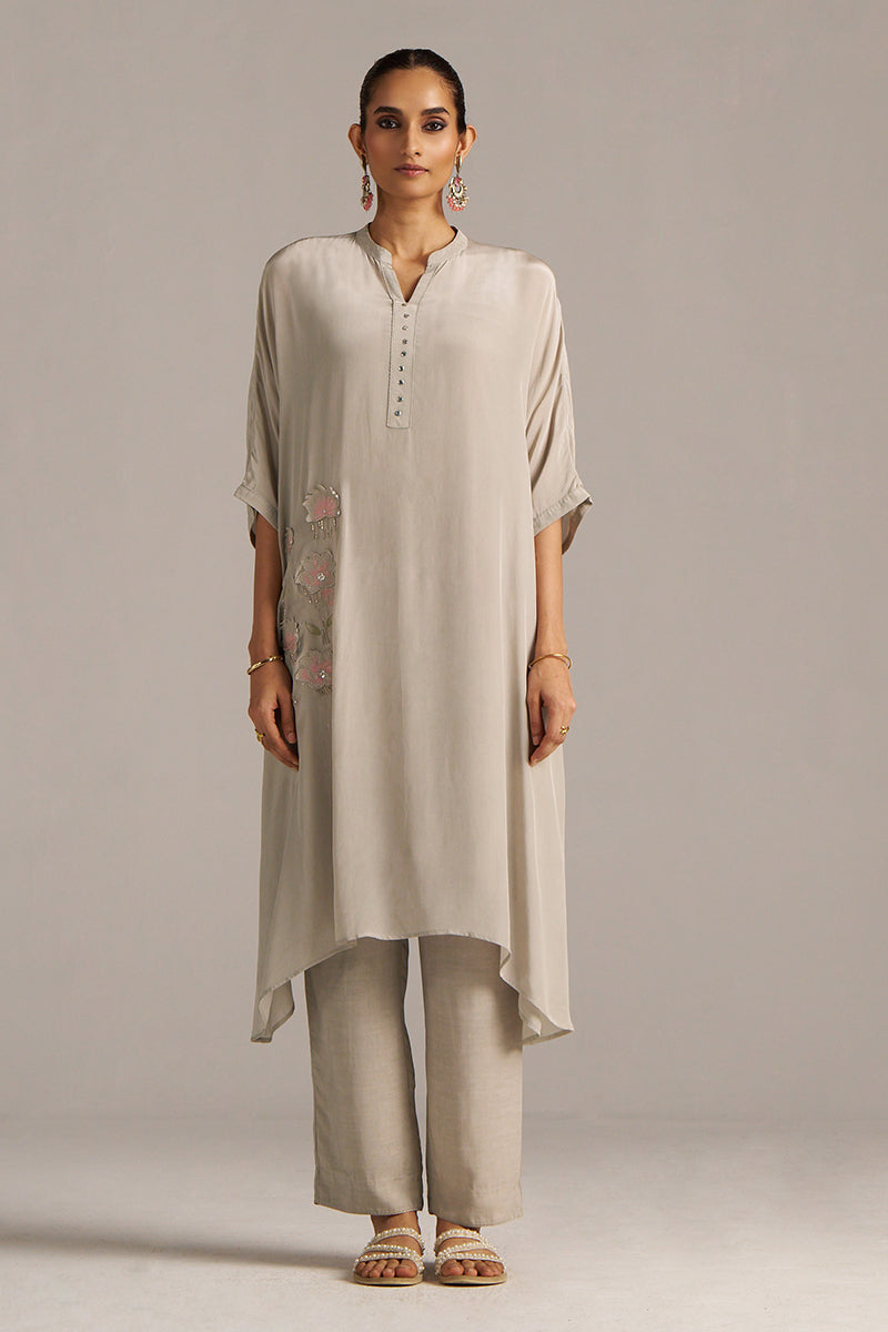 Ash Grey Crepe Silk Co-ord Set