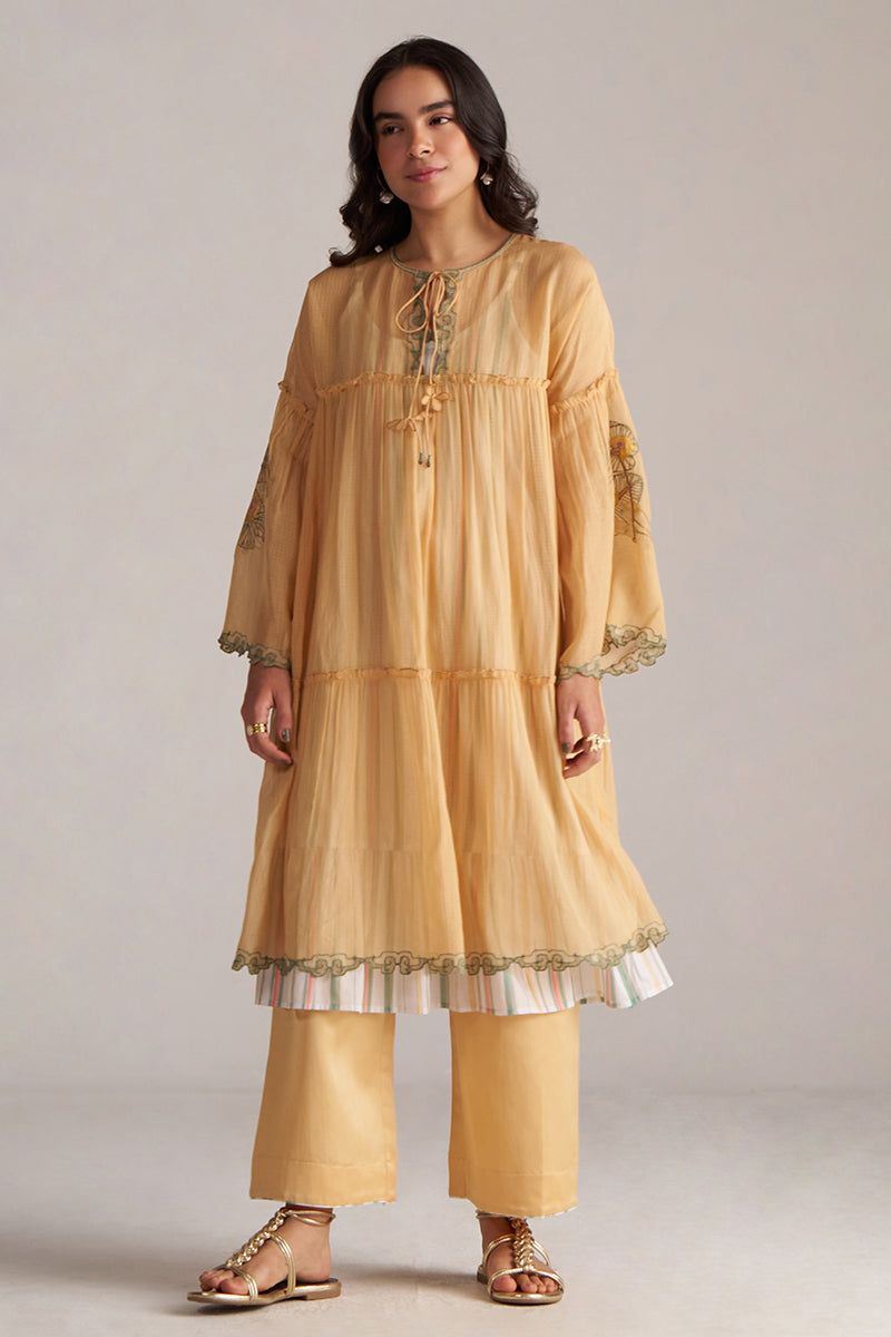 Apricot Cream Kota Silk Co-ord Set