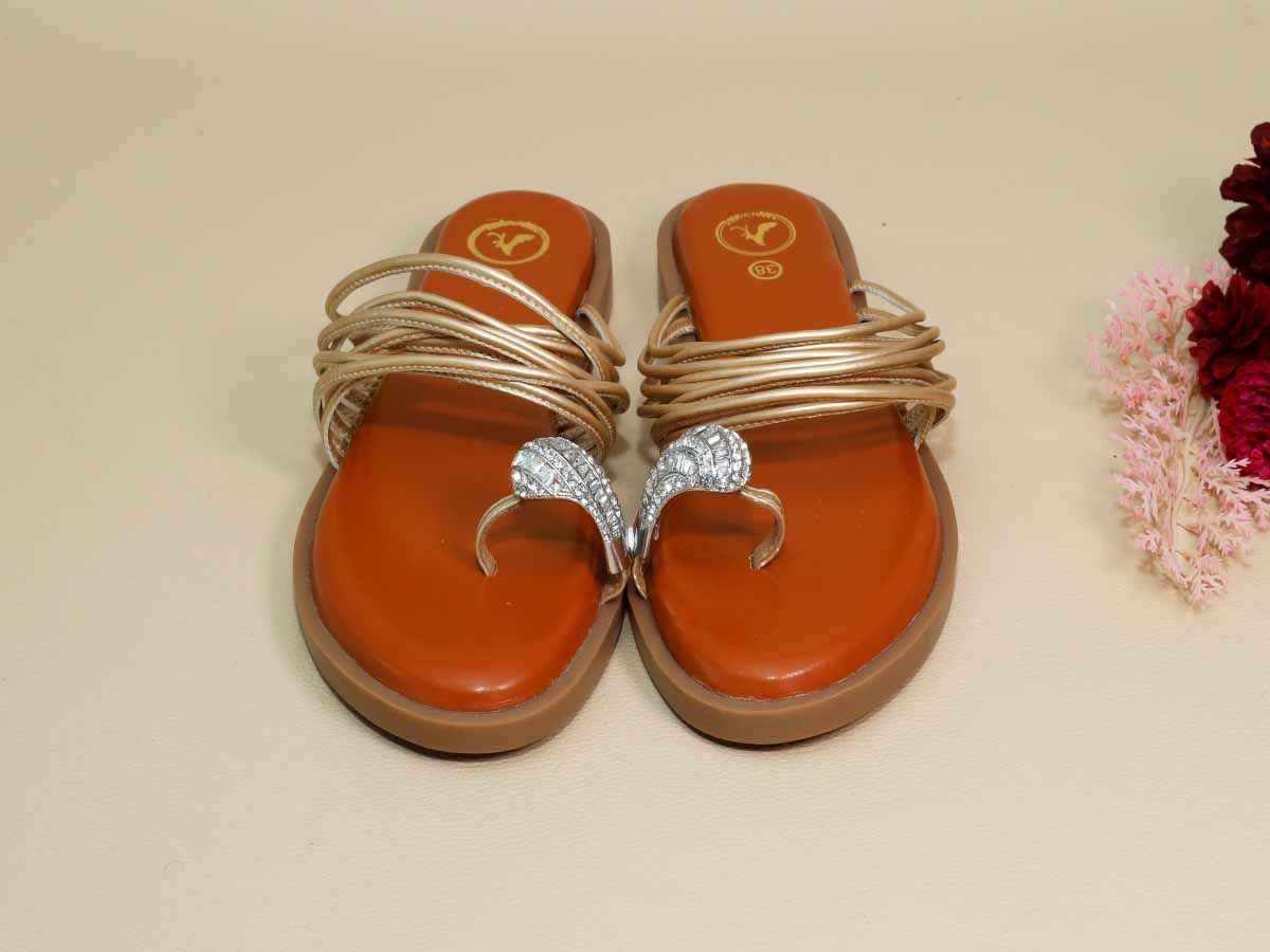 Gold String Asha Broch Flats