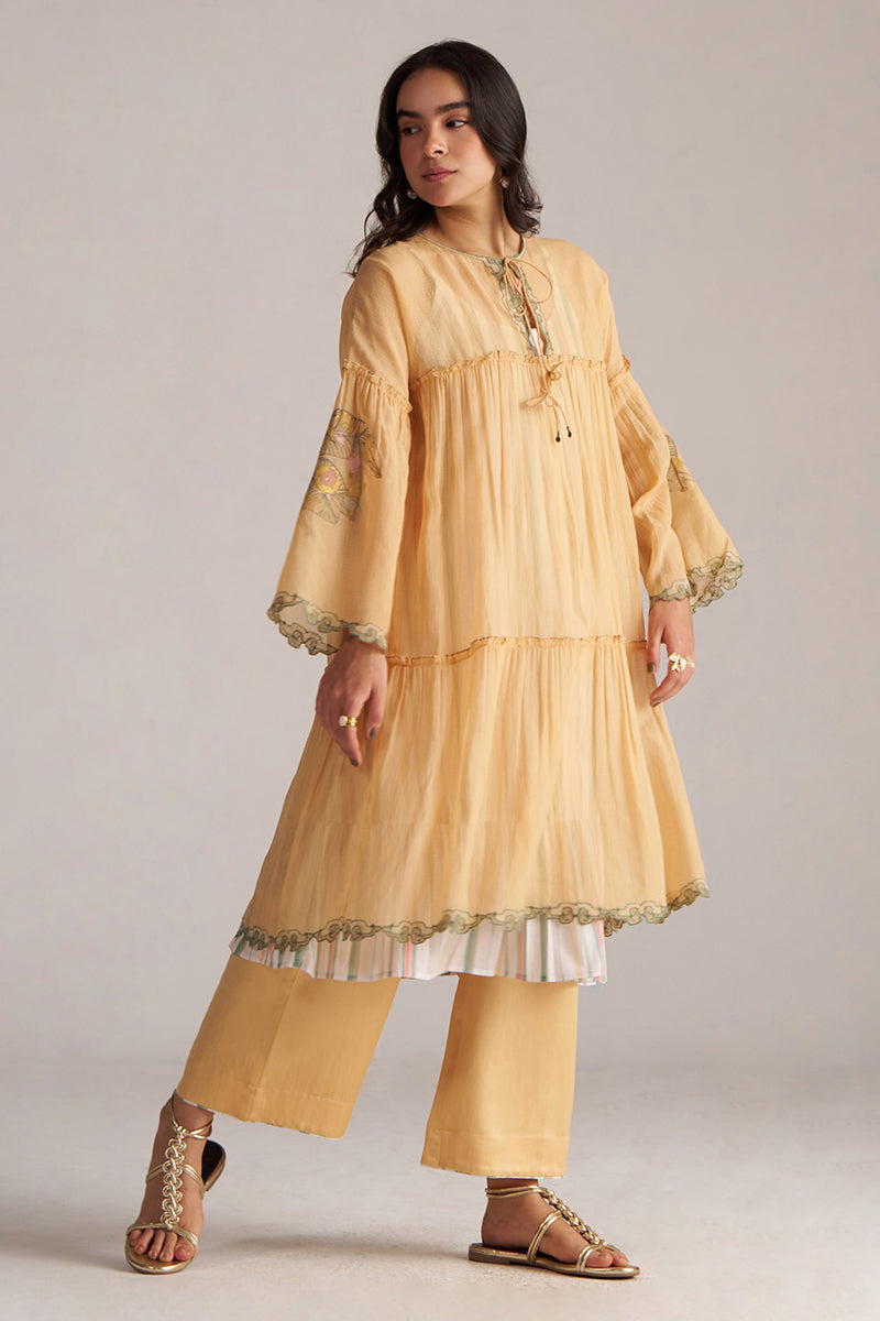 Apricot Cream Kota Silk Co-ord Set