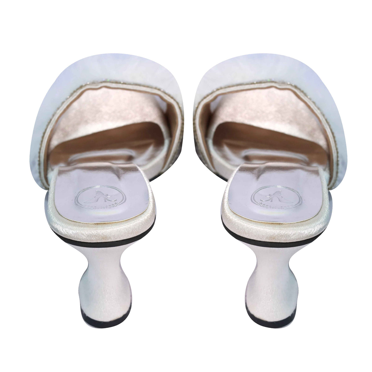 Women's Open Toe White Fur Heel