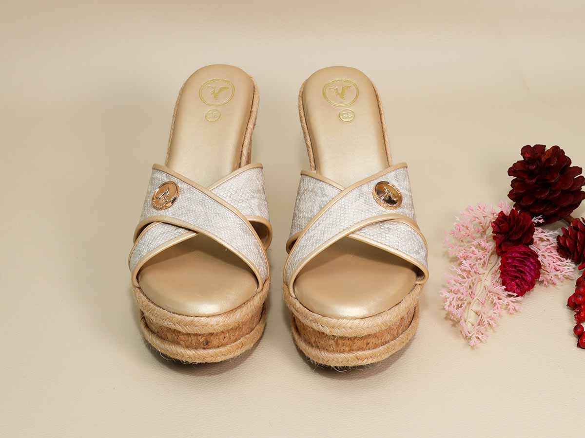 Beige X Logo Wedge