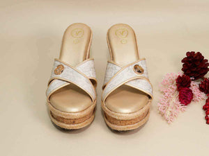 Beige X Logo Wedge