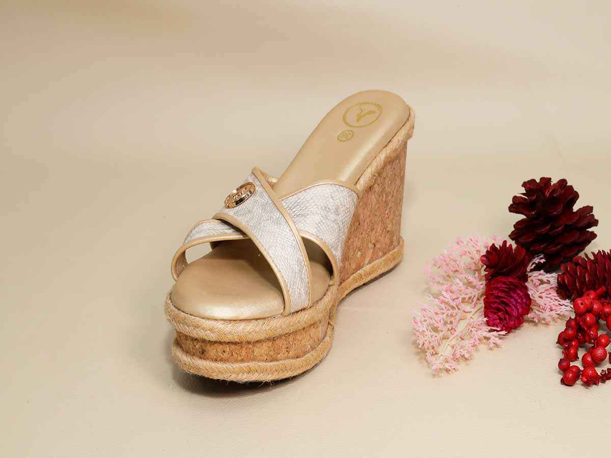 Beige X Logo Wedge