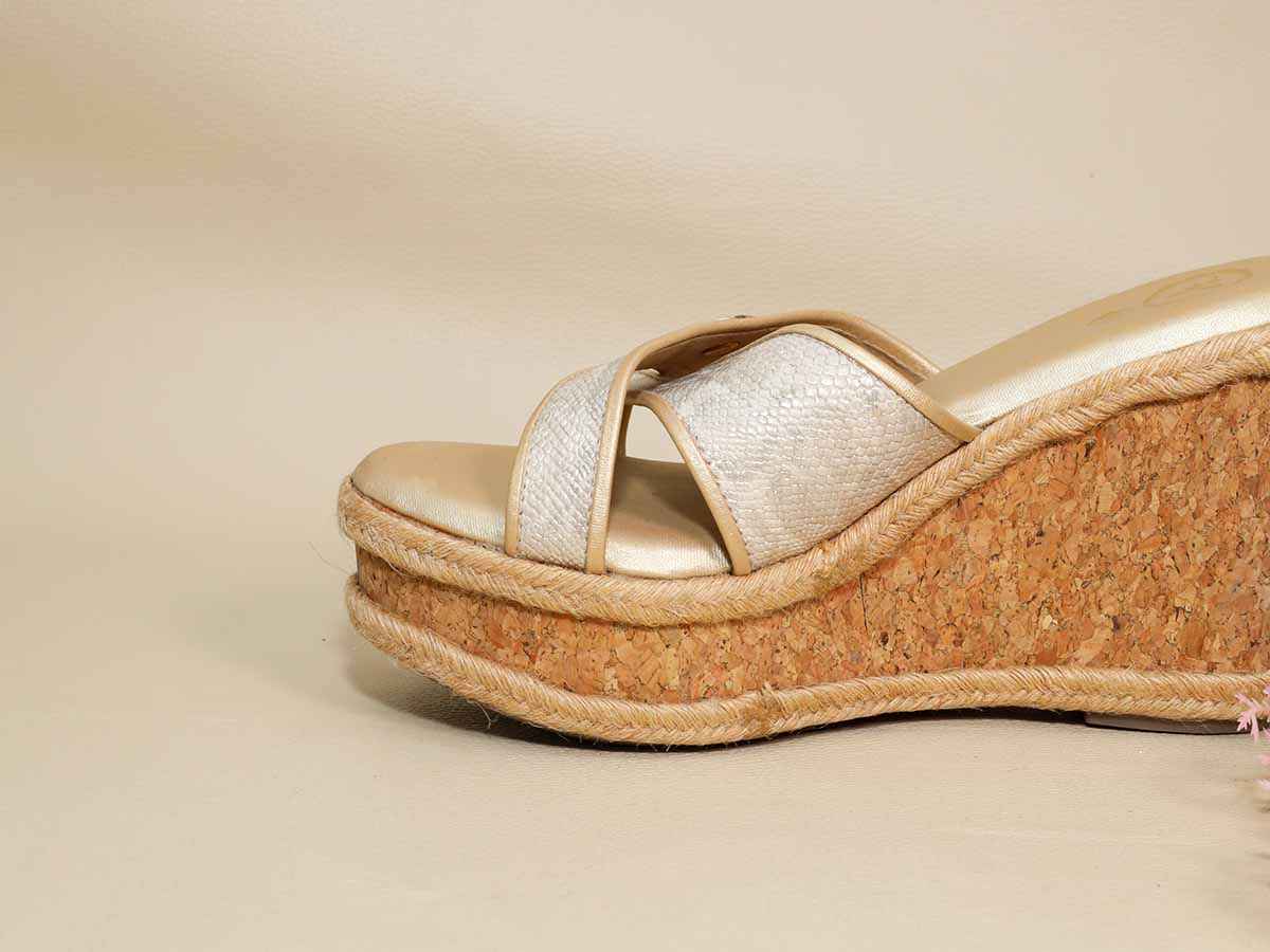 Beige X Logo Wedge