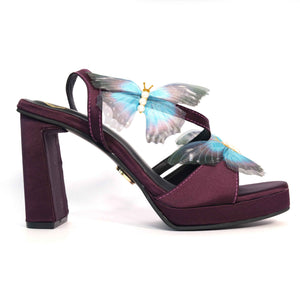 Women Open Toe Butterfly Elevation Block Heel