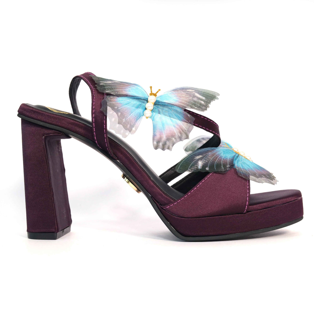 Women Open Toe Butterfly Elevation Block Heel