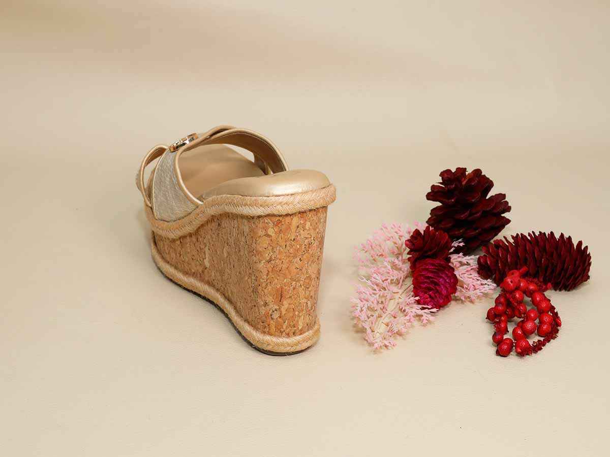 Beige X Logo Wedge