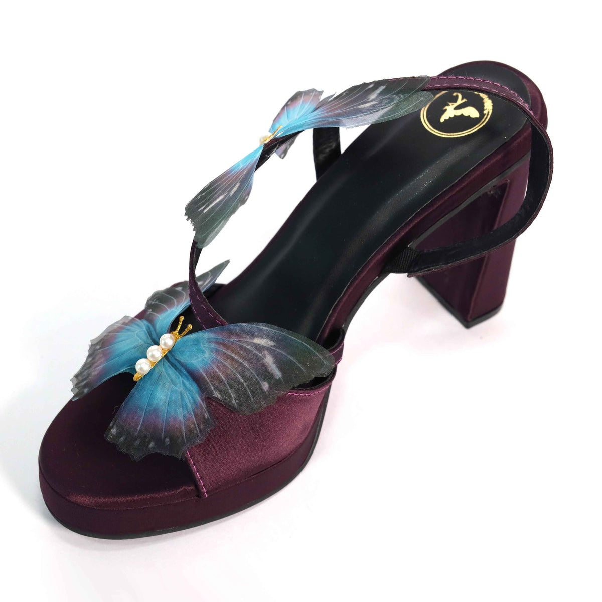 Women Open Toe Butterfly Elevation Block Heel