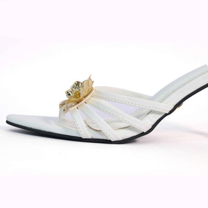 Women Open Toe Faux Leather Zeno White Heels