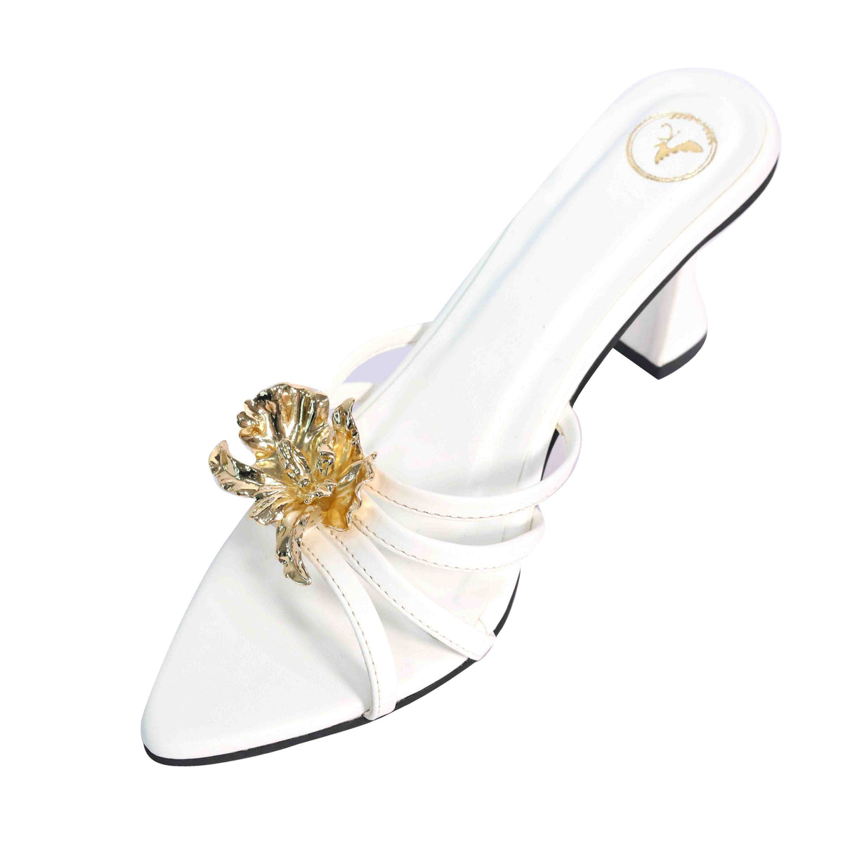 Women Open Toe Faux Leather Zeno White Heels
