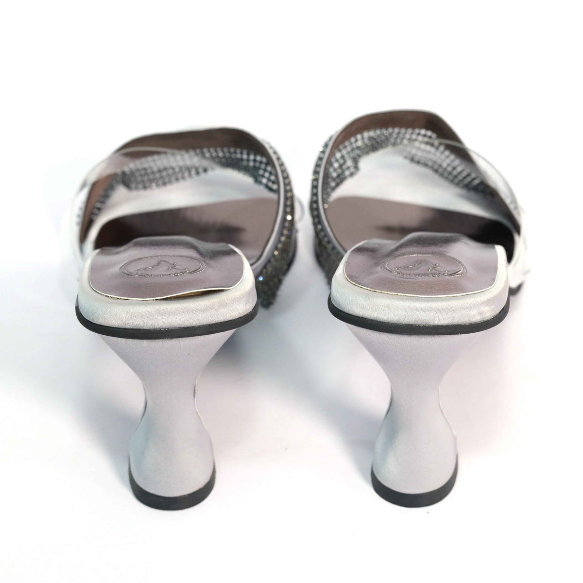 Women Open Toe Slip on closure Glance Grey Heel