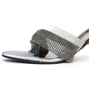Women Open Toe Slip on closure Glance Grey Heel