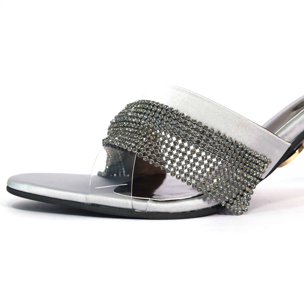 Women Open Toe Slip on closure Glance Grey Heel