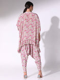 Load image into Gallery viewer, Pink Micro Printed Short Ruffled Kaftan With Dhoti Pants
