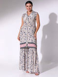 Load image into Gallery viewer, Navy Blue And Pink Sleeveless Floral Printed Tunic With Sharara Pants
