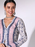 Load image into Gallery viewer, Navy Blue And Pink Fitted Tunic With Straight Pants
