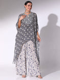 Load image into Gallery viewer, Navy Blue Printed Kaftan With Drawstring And Straight Floral Printed Pants
