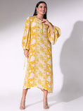Load image into Gallery viewer, Mustard Floral Printed Tunic Dress
