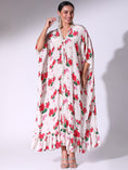Load image into Gallery viewer, Poppy Floral Printed Long Kaftan With Drawstring Skirt
