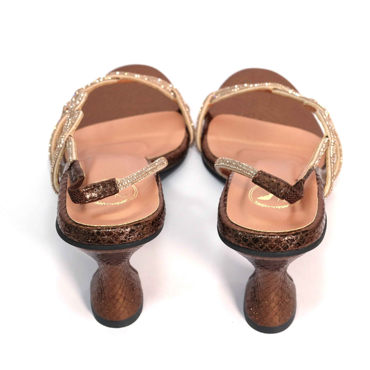 Women Open Toe Slip on closure Soul Junk Gold Heel