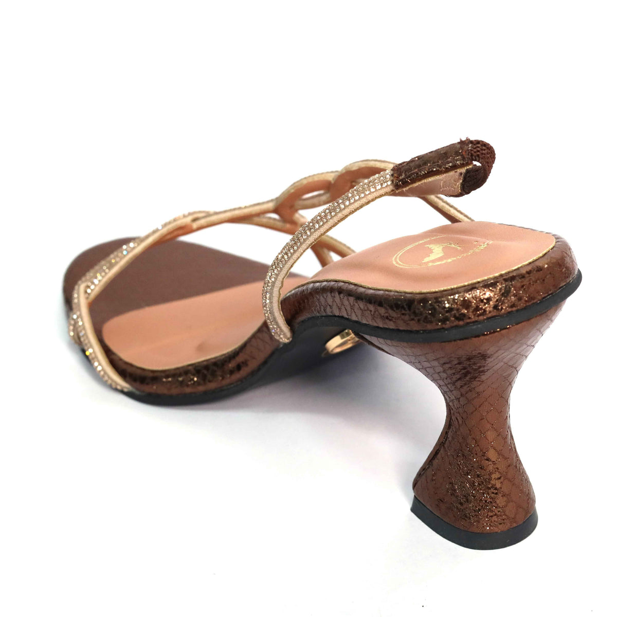 Women Open Toe Slip on closure Soul Junk Gold Heel