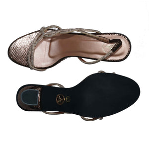 Women Open Toe Slip on closure Soul Junk Gold Heel