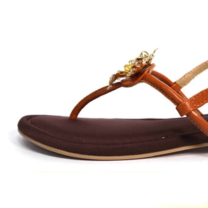 Brown Open Toe Slip on closure Zeno Brown Flat